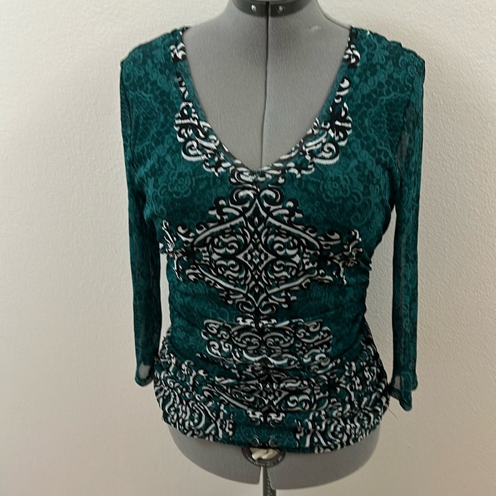 INC Green & Black Blouse